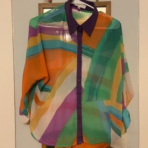 Fun multicolored blouse sheer